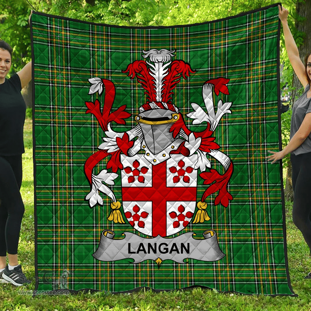 Scottish Langan Or O'Longan Irish Coat of Arms Family Crest Quilt Irish National Tartan Irish County Quilts