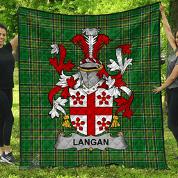 Scottish Langan Or O'Longan Irish Coat of Arms Family Crest Quilt Irish National Tartan Irish County Quilts