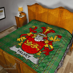 Scottish Falvey Or O'Falvey Irish Coat of Arms Family Crest Quilt Irish National Tartan Irish County Quilts