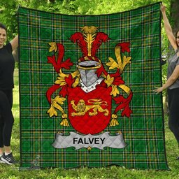 Scottish Falvey Or O'Falvey Irish Coat of Arms Family Crest Quilt Irish National Tartan Irish County Quilts