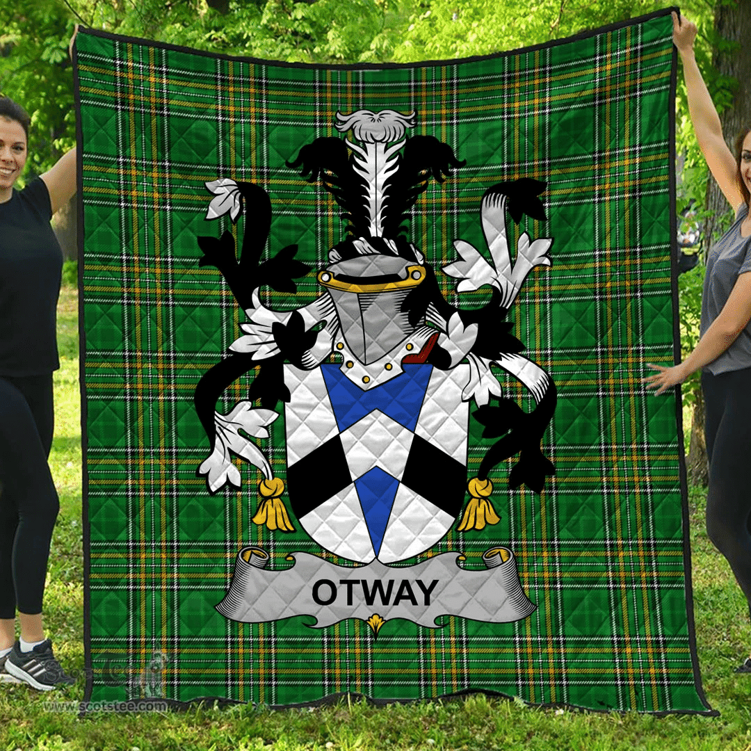 Scottish Otway Irish Coat of Arms Family Crest Quilt Irish National Tartan Irish County Quilts