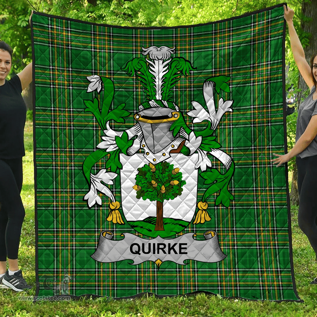 Scottish Quirke Or O'Quirke Irish Coat of Arms Family Crest Quilt Irish National Tartan Irish County Quilts