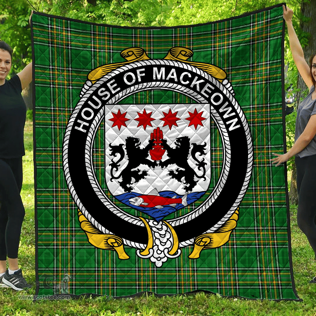 Scottish House Of Mackeown Irish Coat of Arms Family Crest Quilt Irish National Tartan Irish County Quilts