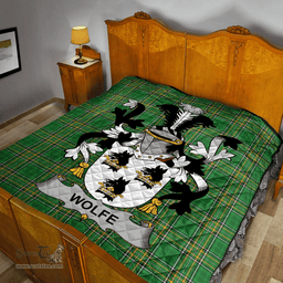 Scottish Wolfe Irish Coat of Arms Family Crest Quilt Irish National Tartan Irish County Quilts