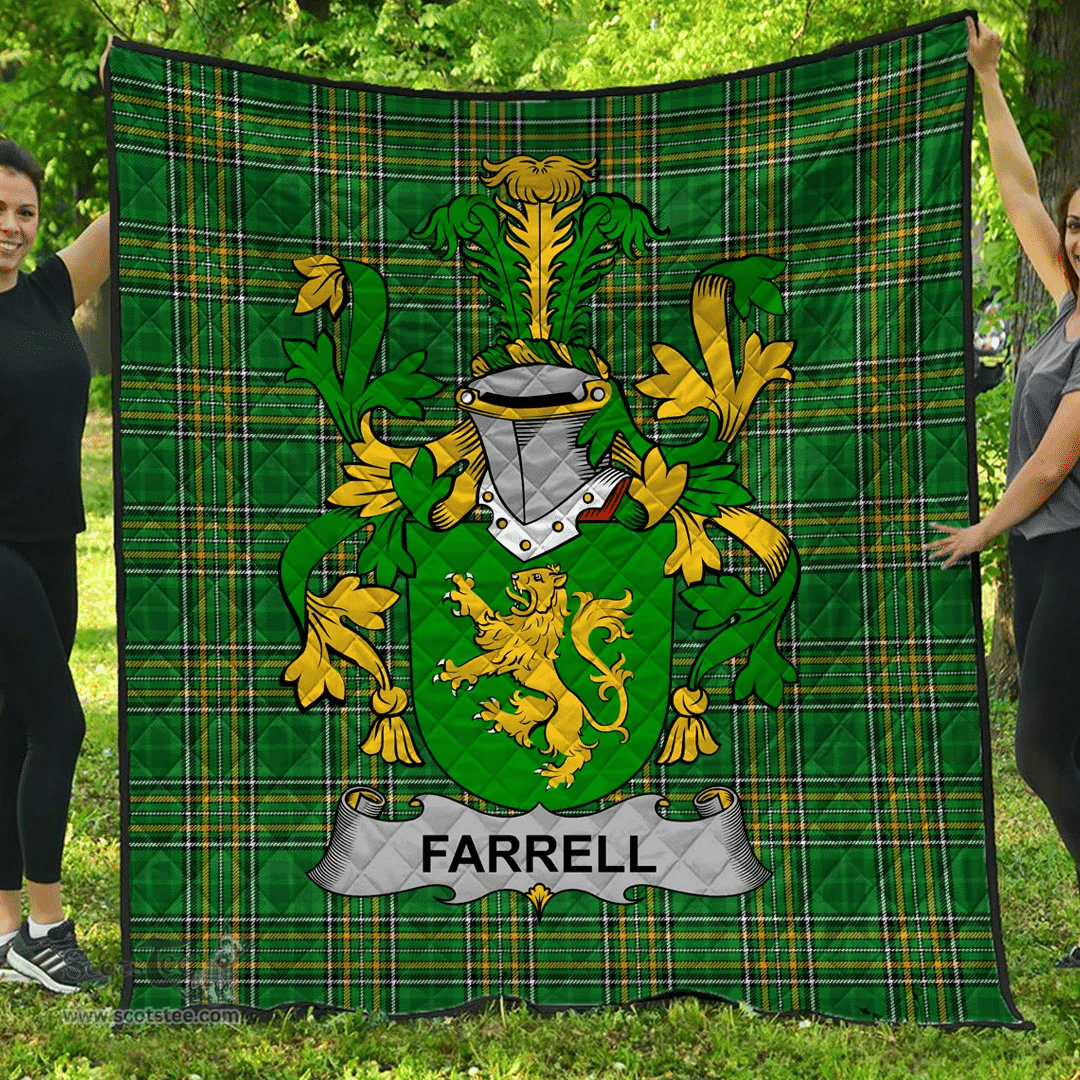 Scottish Farrell Or O'Ferrell Irish Coat of Arms Family Crest Quilt Irish National Tartan Irish County Quilts