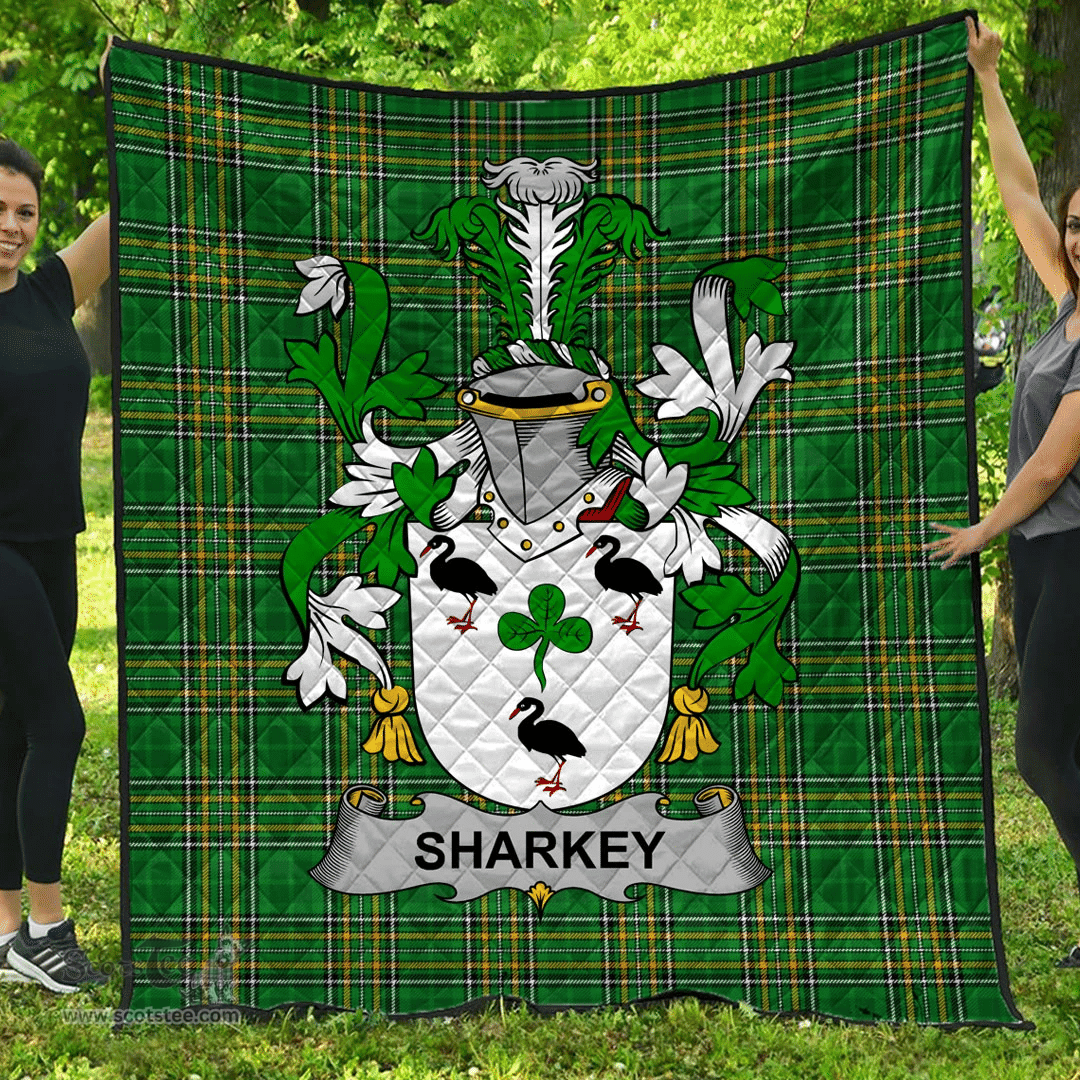 Scottish Sharkey Or O'Sharkey Irish Coat of Arms Family Crest Quilt Irish National Tartan Irish County Quilts