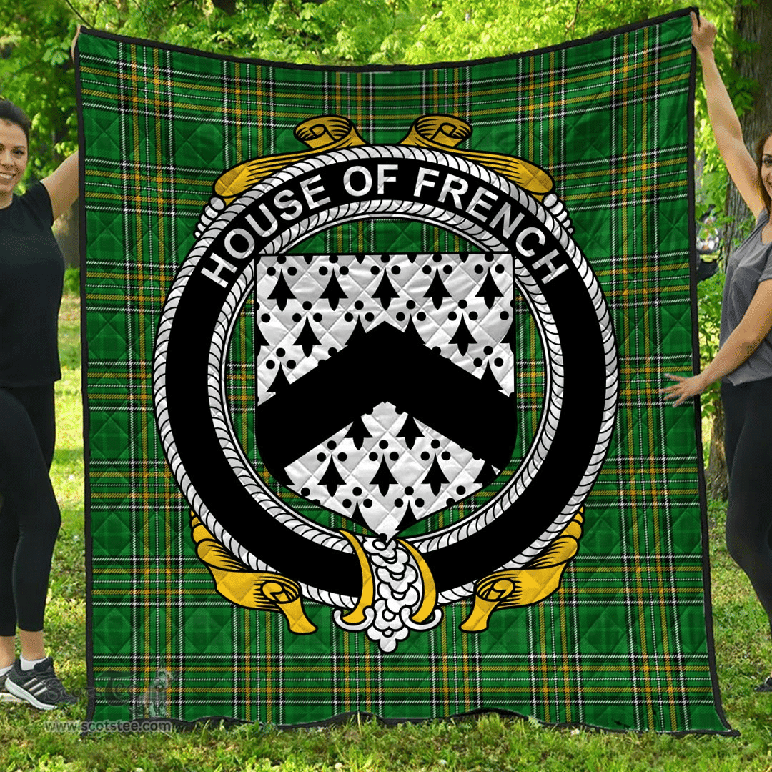 Scottish House Of French Irish Coat of Arms Family Crest Quilt Irish National Tartan Irish County Quilts