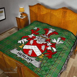 Scottish Herlihy Or O'Herlihy Irish Coat of Arms Family Crest Quilt Irish National Tartan Irish County Quilts