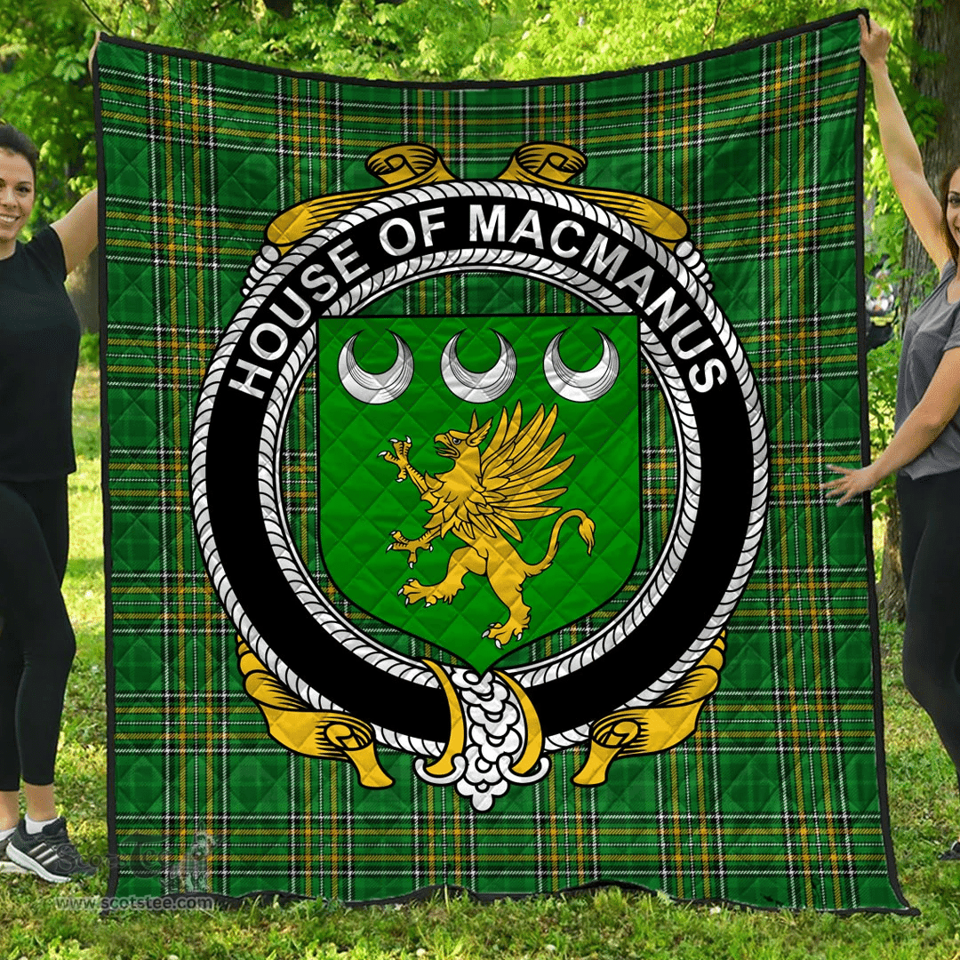 Scottish House Of Macmanus Irish Coat of Arms Family Crest Quilt Irish National Tartan Irish County Quilts