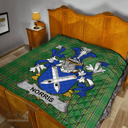Scottish Norris Irish Coat of Arms Family Crest Quilt Irish National Tartan Irish County Quilts