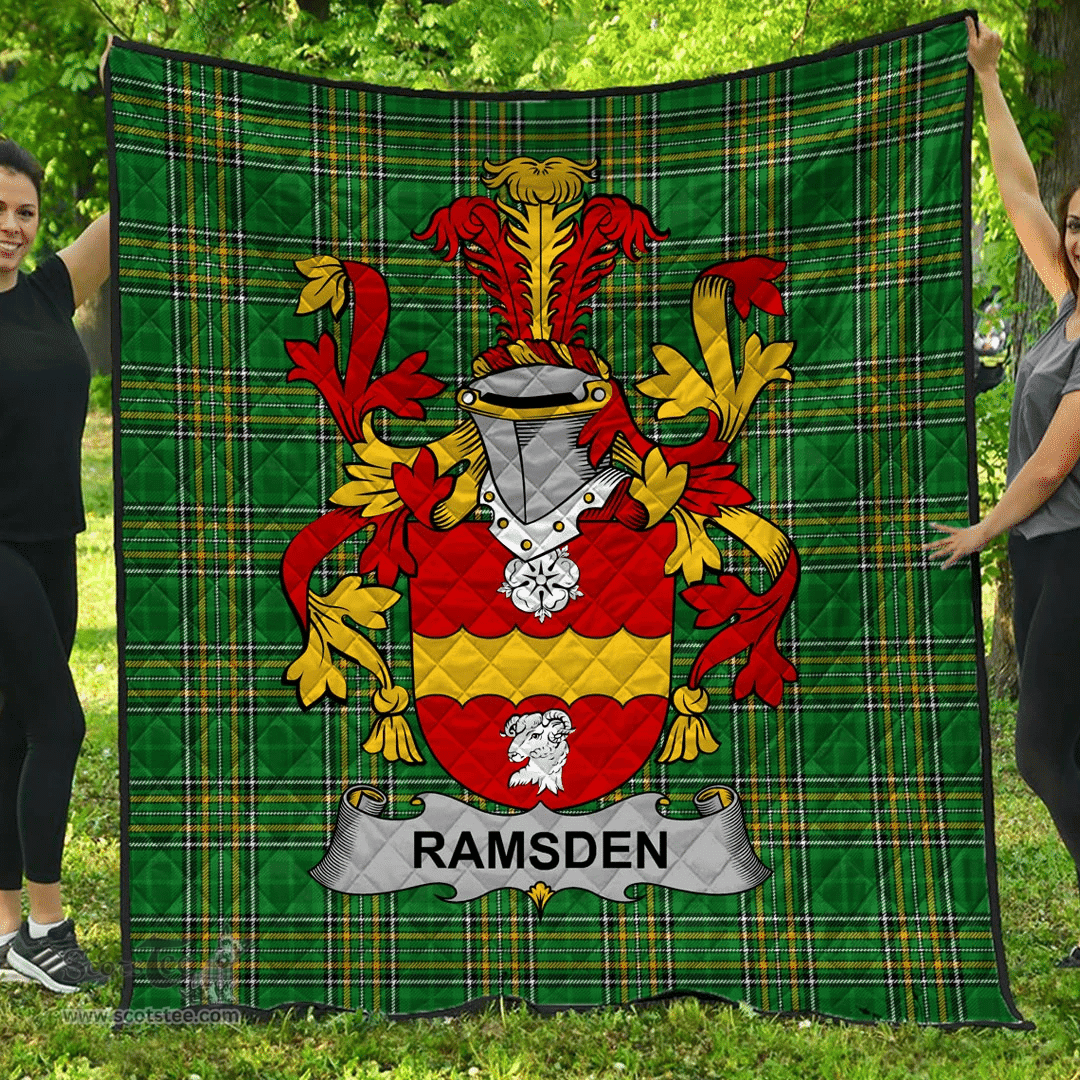 Scottish Ramsden Irish Coat of Arms Family Crest Quilt Irish National Tartan Irish County Quilts