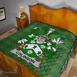 Scottish Colinson Irish Coat of Arms Family Crest Quilt Irish National Tartan Irish County Quilts