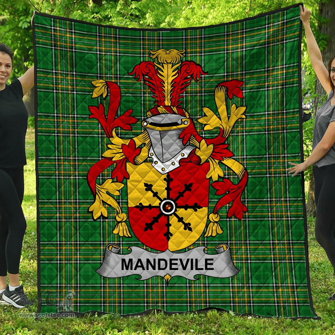 Scottish Mandevile Irish Coat of Arms Family Crest Quilt Irish National Tartan Irish County Quilts
