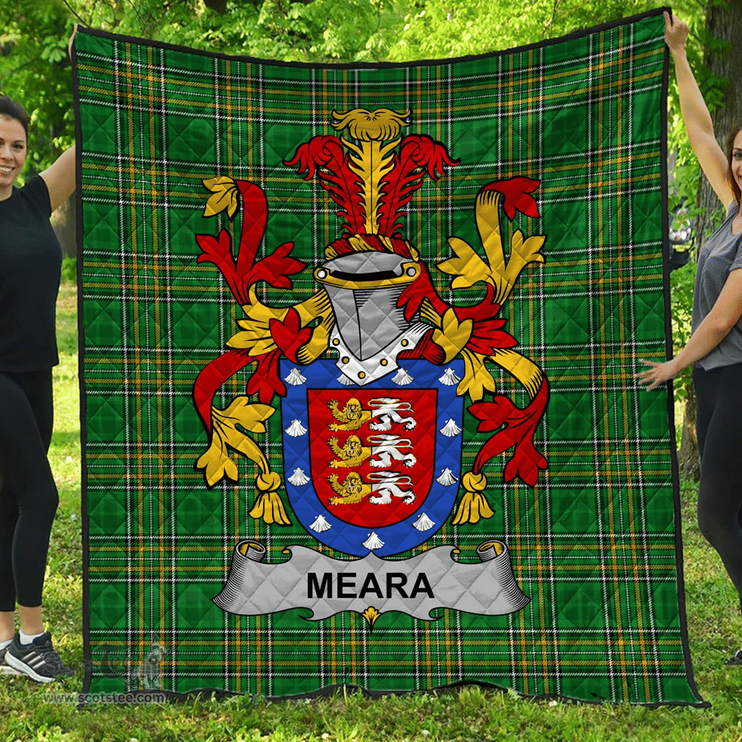 Scottish Meara Or O'Mara Irish Coat of Arms Family Crest Quilt Irish National Tartan Irish County Quilts