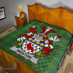 Scottish Weston Irish Coat of Arms Family Crest Quilt Irish National Tartan Irish County Quilts