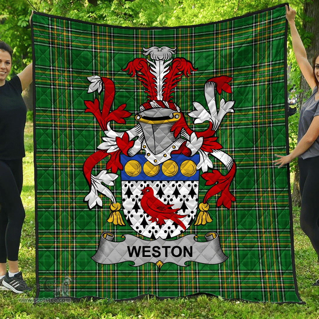 Scottish Weston Irish Coat of Arms Family Crest Quilt Irish National Tartan Irish County Quilts