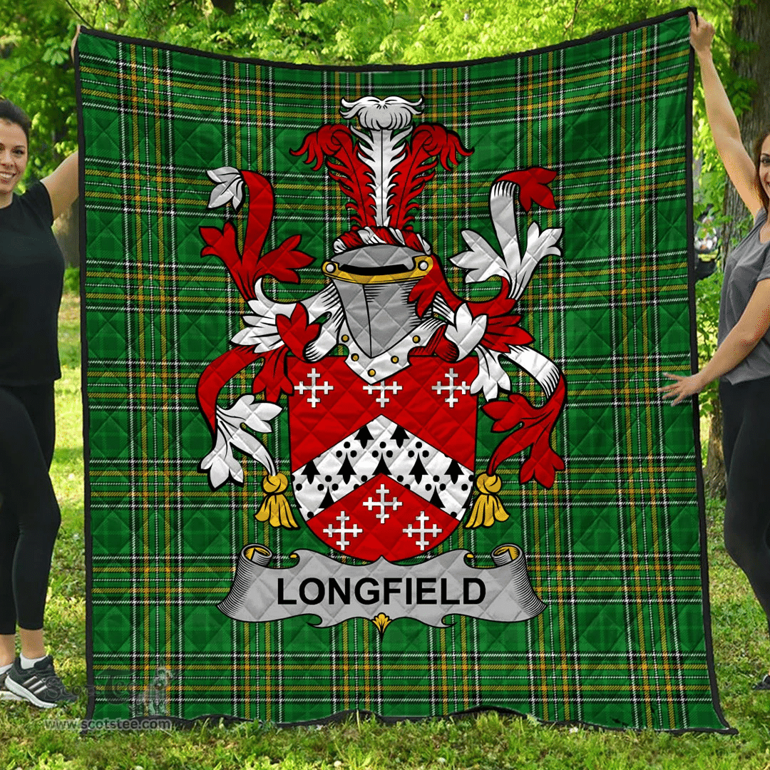 Scottish Longfield Irish Coat of Arms Family Crest Quilt Irish National Tartan Irish County Quilts