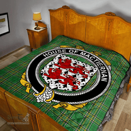 Scottish House Of Mactiernan Irish Coat of Arms Family Crest Quilt Irish National Tartan Irish County Quilts