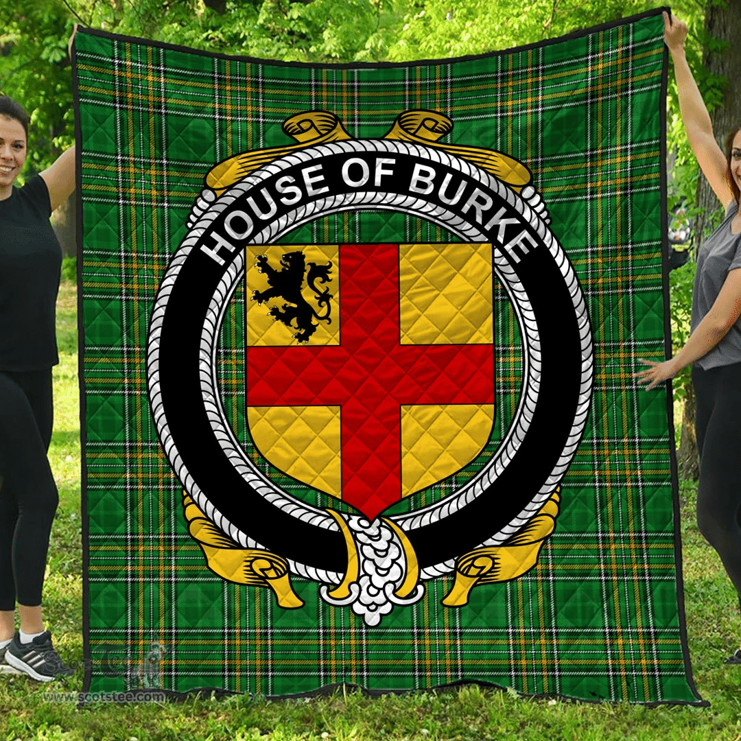 Scottish House Of Burke Irish Coat of Arms Family Crest Quilt Irish National Tartan Irish County Quilts