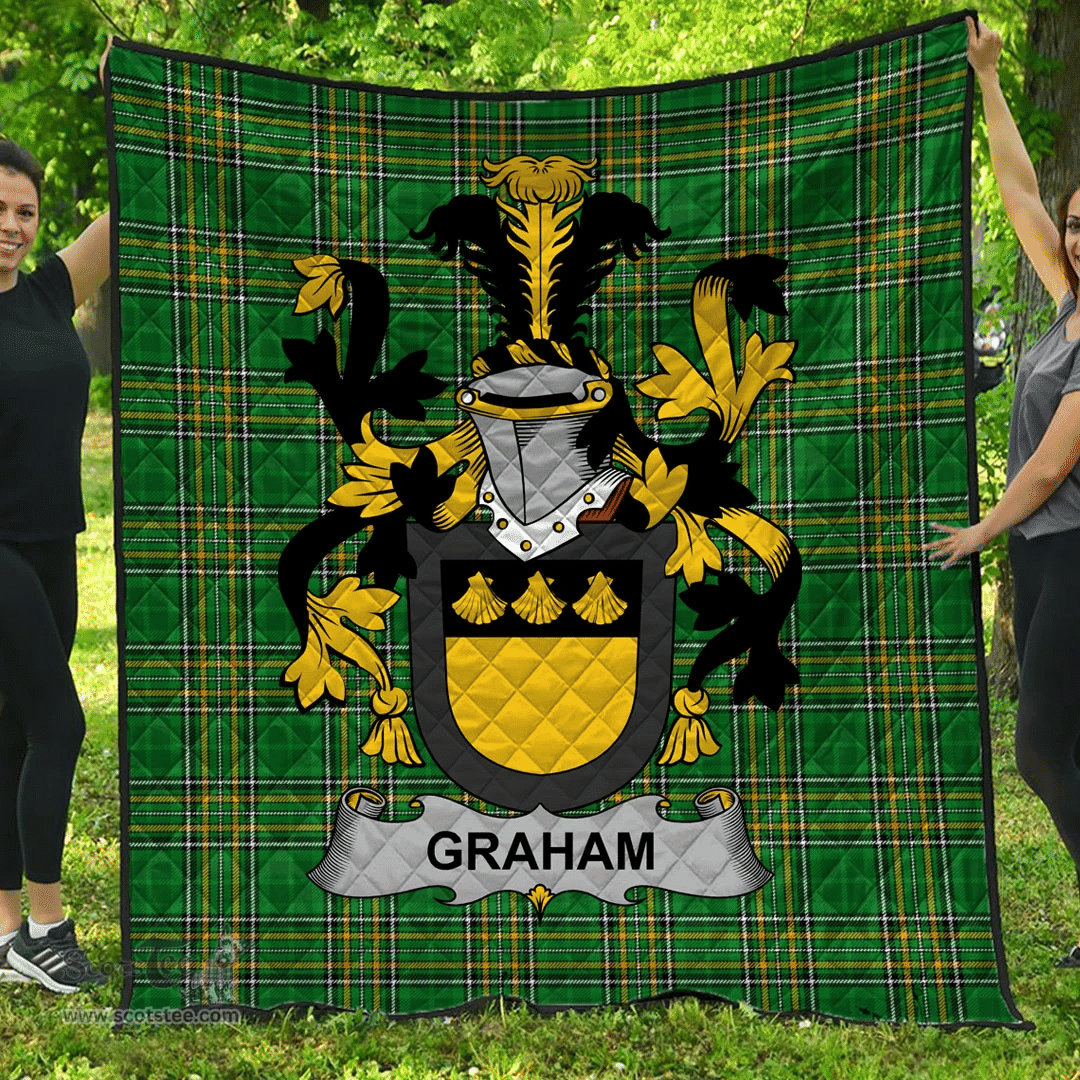 Scottish Graham Or Grahan Irish Coat of Arms Family Crest Quilt Irish National Tartan Irish County Quilts
