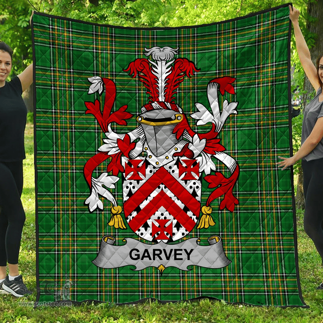 Scottish Garvey Or O'Garvey Irish Coat of Arms Family Crest Quilt Irish National Tartan Irish County Quilts