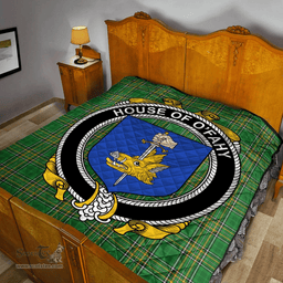 Scottish House Of O'Fahy Irish Coat of Arms Family Crest Quilt Irish National Tartan Irish County Quilts