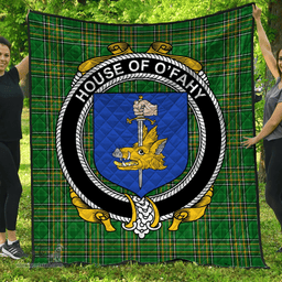Scottish House Of O'Fahy Irish Coat of Arms Family Crest Quilt Irish National Tartan Irish County Quilts