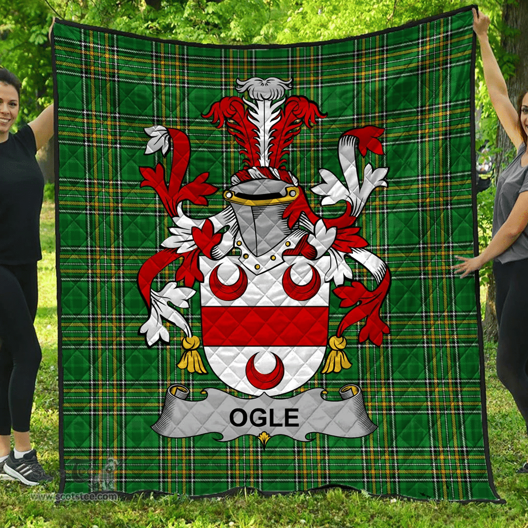 Scottish Ogle Irish Coat of Arms Family Crest Quilt Irish National Tartan Irish County Quilts