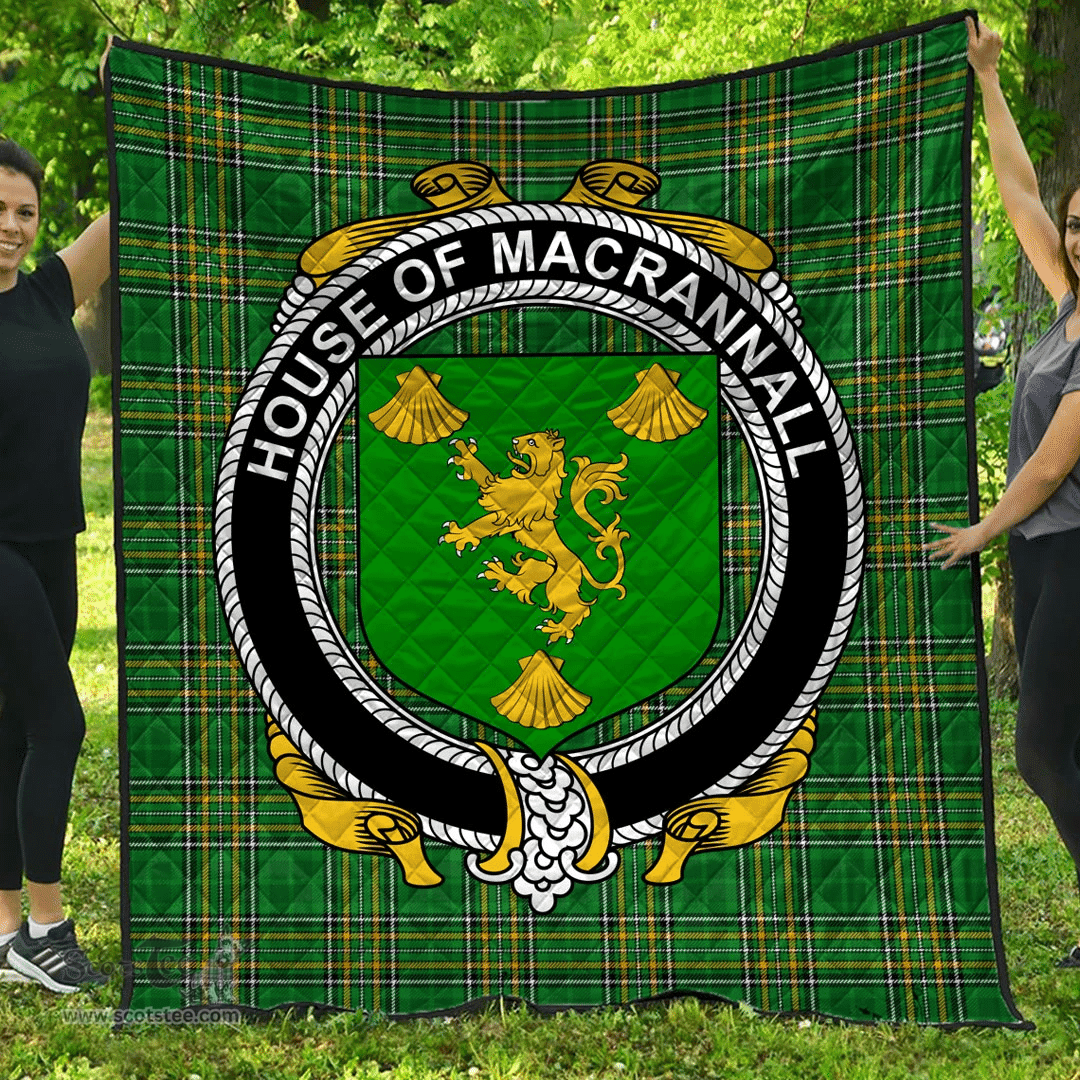 Scottish House Of Macrannall (Reynolds) Irish Coat of Arms Family Crest Quilt Irish National Tartan Irish County Quilts