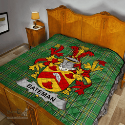 Scottish Bateman Irish Coat of Arms Family Crest Quilt Irish National Tartan Irish County Quilts