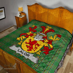 Scottish Lalor Or O'Lawlor Irish Coat of Arms Family Crest Quilt Irish National Tartan Irish County Quilts