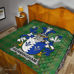 Scottish Bermingham Irish Coat of Arms Family Crest Quilt Irish National Tartan Irish County Quilts