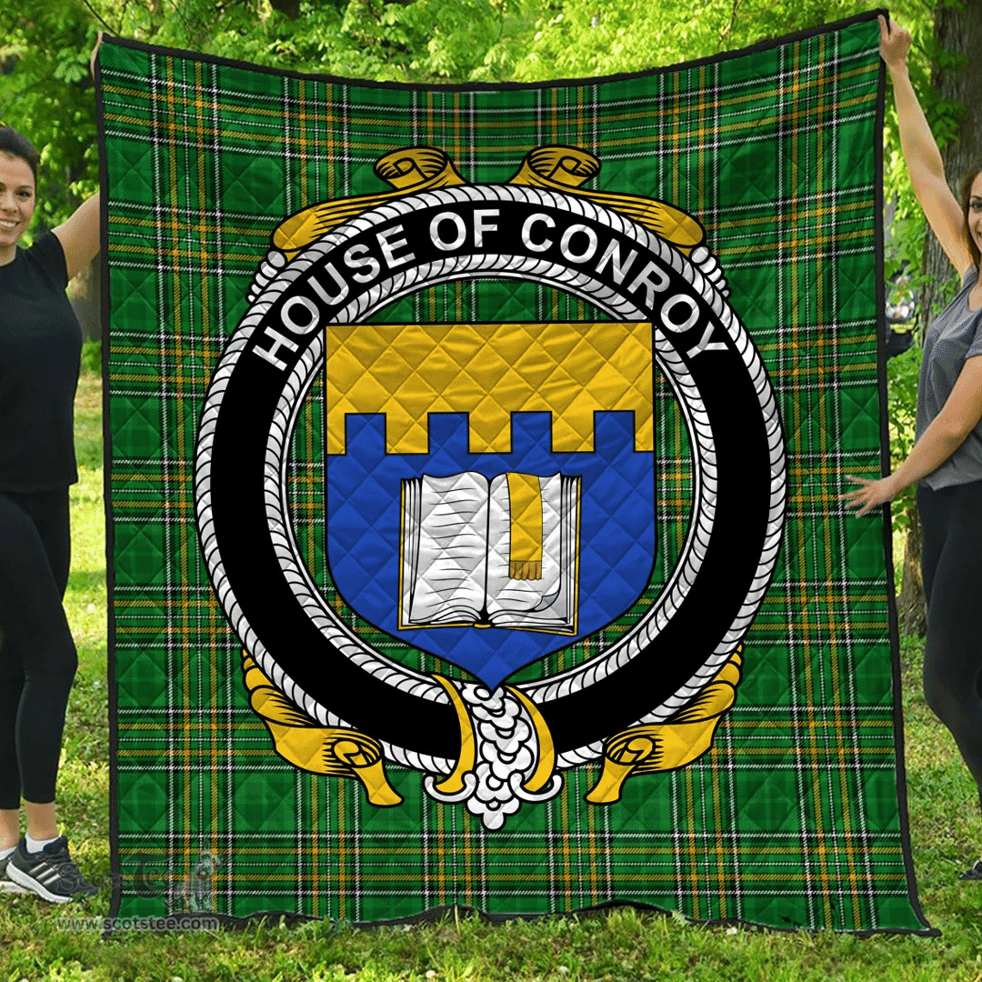Scottish House Of Conroy (O'Mulconry) Irish Coat of Arms Family Crest Quilt Irish National Tartan Irish County Quilts