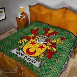 Scottish Worthing Irish Coat of Arms Family Crest Quilt Irish National Tartan Irish County Quilts