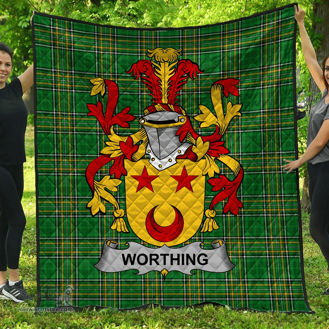 Scottish Worthing Irish Coat of Arms Family Crest Quilt Irish National Tartan Irish County Quilts