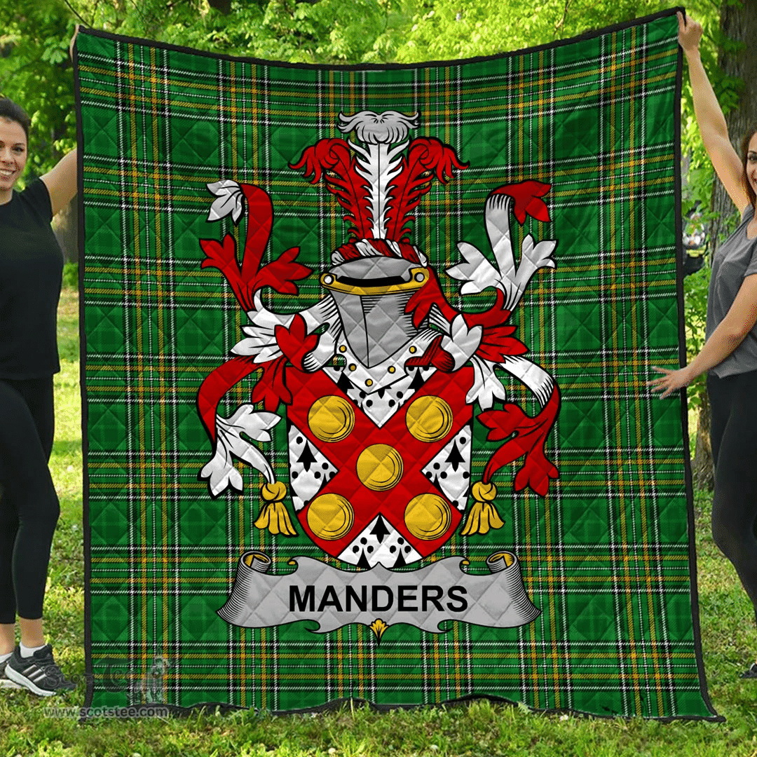 Scottish Manders Irish Coat of Arms Family Crest Quilt Irish National Tartan Irish County Quilts