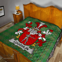 Scottish Loughlin Or O'Loughlin Irish Coat of Arms Family Crest Quilt Irish National Tartan Irish County Quilts
