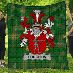 Scottish Loughlin Or O'Loughlin Irish Coat of Arms Family Crest Quilt Irish National Tartan Irish County Quilts