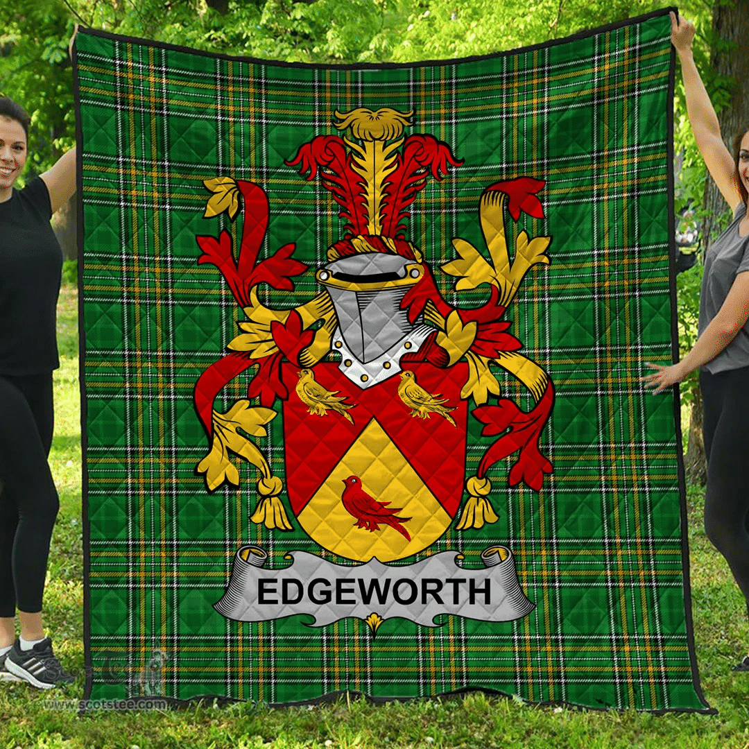Scottish Edgeworth Irish Coat of Arms Family Crest Quilt Irish National Tartan Irish County Quilts