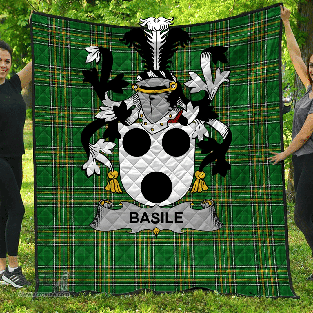 Scottish Basile Irish Coat of Arms Family Crest Quilt Irish National Tartan Irish County Quilts