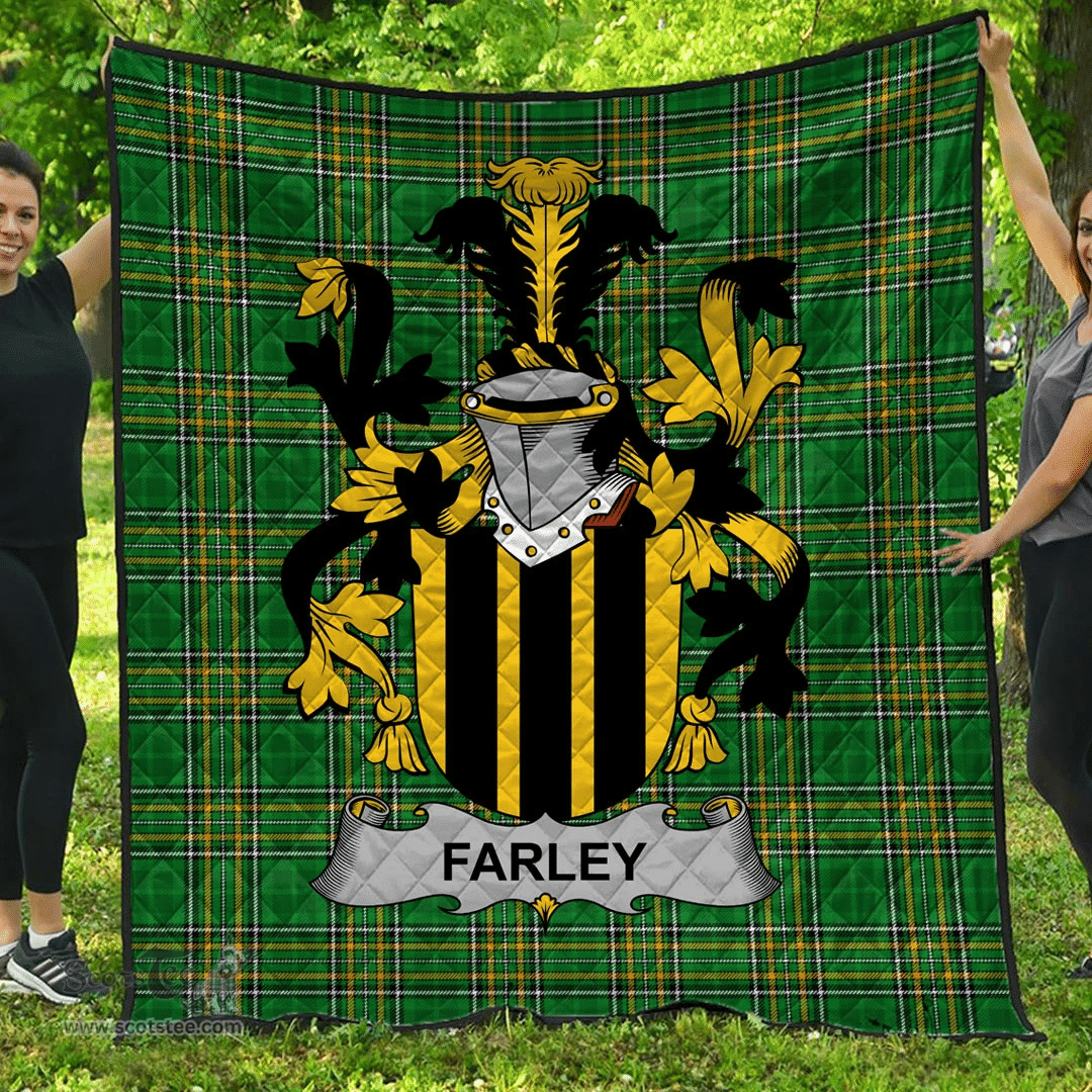 Scottish Farley Or O'Farley Irish Coat of Arms Family Crest Quilt Irish National Tartan Irish County Quilts