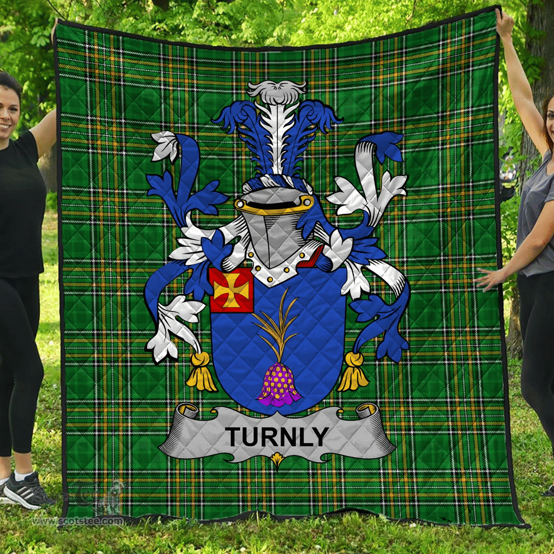 Scottish Turnly Or Turnley Irish Coat of Arms Family Crest Quilt Irish National Tartan Irish County Quilts