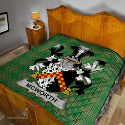 Scottish Mcworth Or Macworth Irish Coat of Arms Family Crest Quilt Irish National Tartan Irish County Quilts