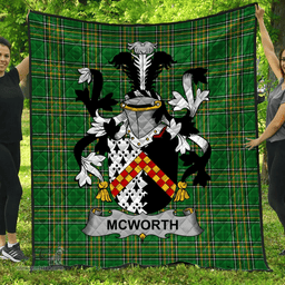 Scottish Mcworth Or Macworth Irish Coat of Arms Family Crest Quilt Irish National Tartan Irish County Quilts