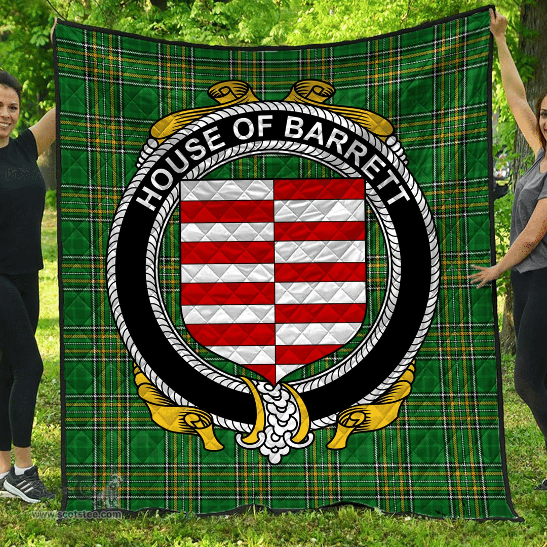 Scottish House Of Barrett Irish Coat of Arms Family Crest Quilt Irish National Tartan Irish County Quilts