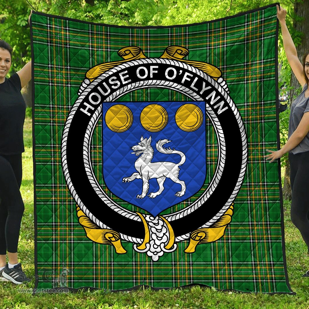 Scottish House Of O'Flynn Irish Coat of Arms Family Crest Quilt Irish National Tartan Irish County Quilts