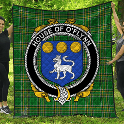 Scottish House Of O'Flynn Irish Coat of Arms Family Crest Quilt Irish National Tartan Irish County Quilts