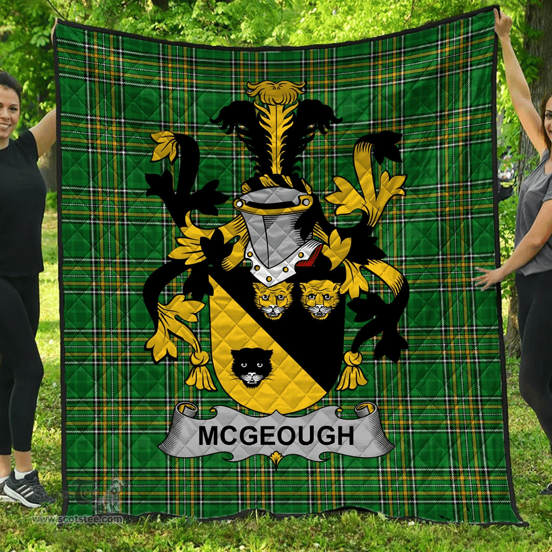 Scottish Mcgeough Or Mcgough Irish Coat of Arms Family Crest Quilt Irish National Tartan Irish County Quilts