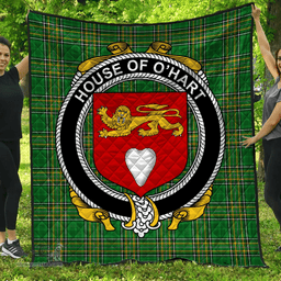 Scottish House Of O'Hart Irish Coat of Arms Family Crest Quilt Irish National Tartan Irish County Quilts