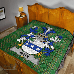 Scottish Weir Or Mcweir Irish Coat of Arms Family Crest Quilt Irish National Tartan Irish County Quilts